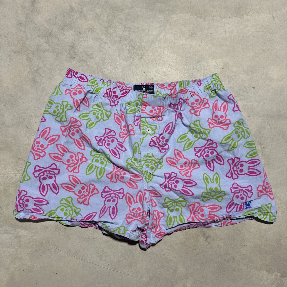 Psycho Bunny Boxer Sleep Shorts with Embroidered Logo SZ Medium Colorful